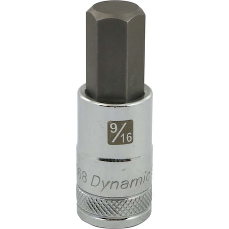 Dynamic Tools 1/2"Dr SAE Hex Head, 9/16" Bit Standard Length, Chrome Socket D013068